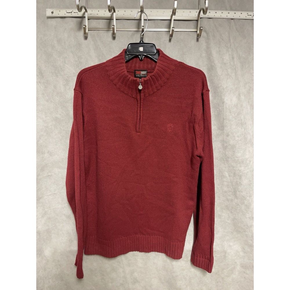 VTG Southpole Sweater Men XXL Red 1/4 Zip Heavy Grandpa Chunky Cabel Knit‎ Y2K